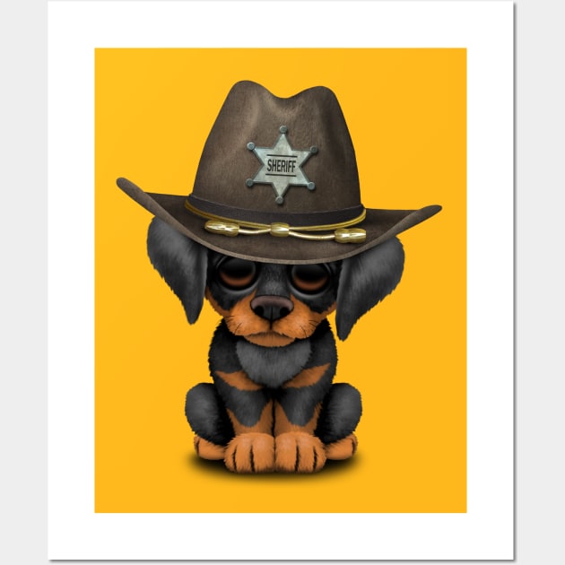 Cute Doberman Puppy Dog Sheriff Wall Art by jeffbartels